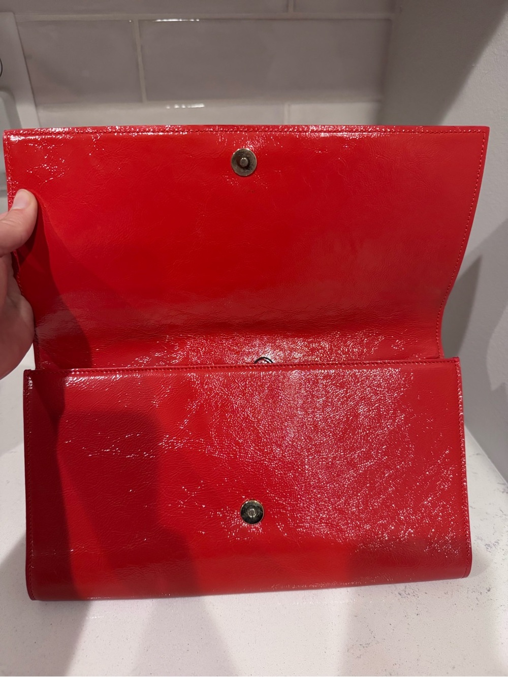 Saint Laurent Belle de Jour Red Patent Leather Large Clutch - Picture 4 of 10